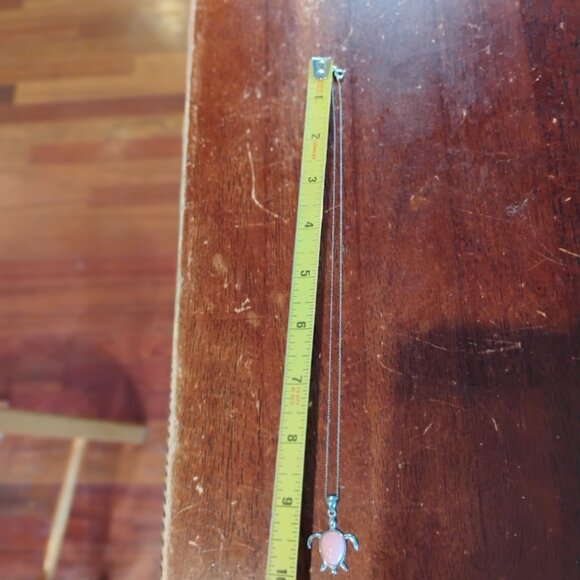 Pink Conch Sea Turtle Pendant Necklace Sterling Silver on 18" Chain - Picture 7 of 10